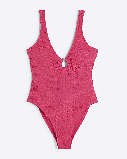 Petite Pink Animal Textured Swimsuit