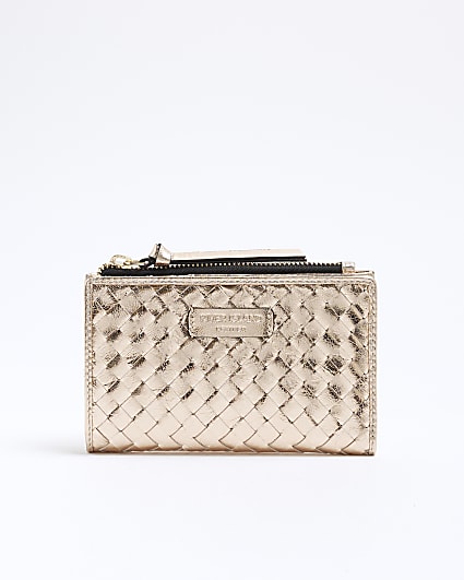 Gold Leather Woven Purse