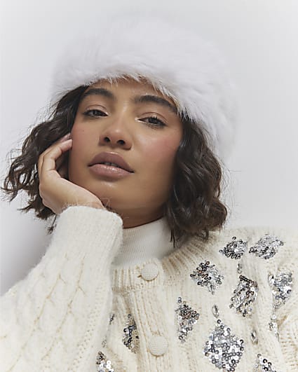 White Faux Fur Headband