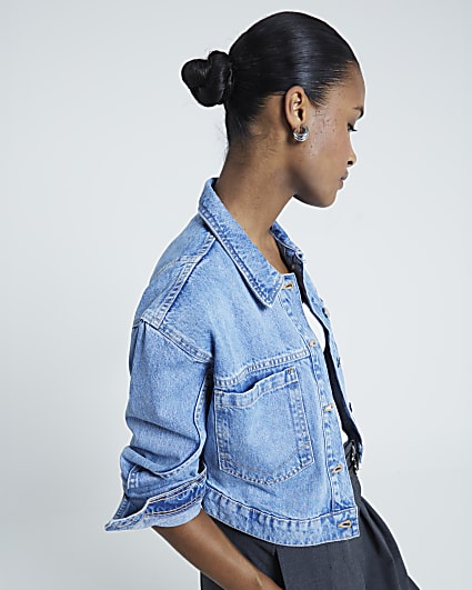 Blue Cropped Denim Jacket