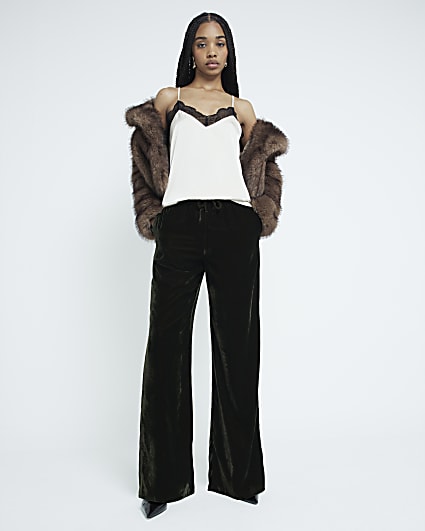 Green Velvet Wide Leg Trousers