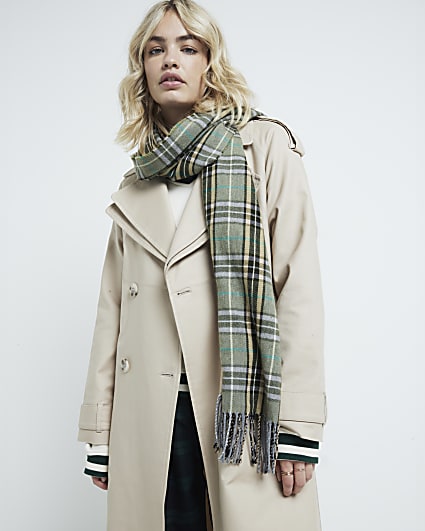 Khaki Check Scarf