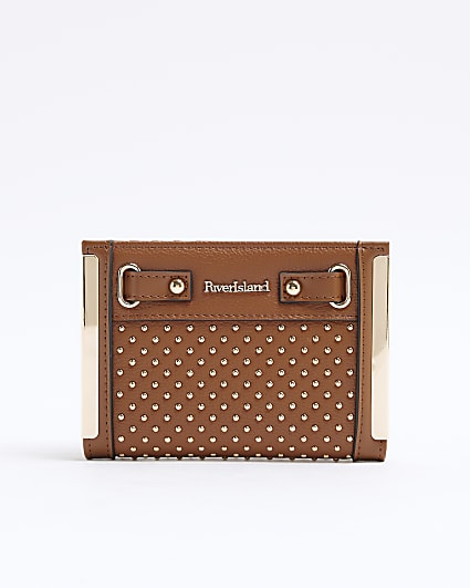 Brown Stud Foldout Purse