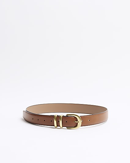 Brown faux leather belt