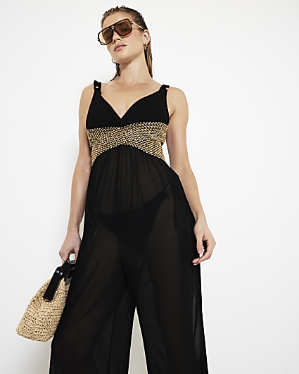 Black Mesh Jumpsuit