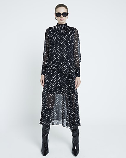 Black and white polka dot dress river island hotsell