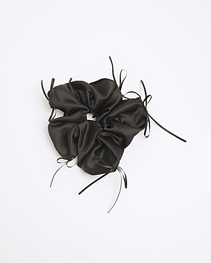 Black Satin Bow Scrunchie