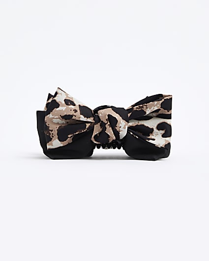 Black Leopard Print Bow Claw Clip