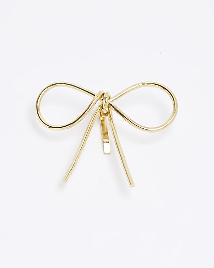 Gold Bow Ponytail Clip