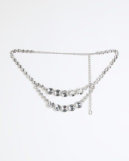 Silver Gem Stone Chain Belt