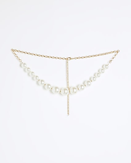 White Pearl Chain Belt