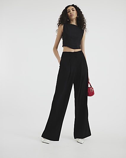 Black Soft Wide Leg Trousers