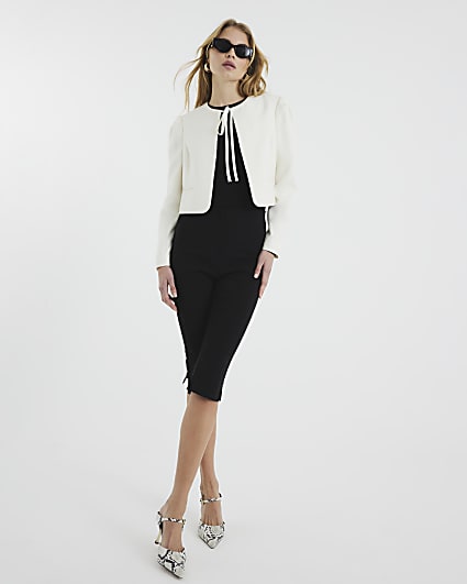 Cream Tie Front Blazer