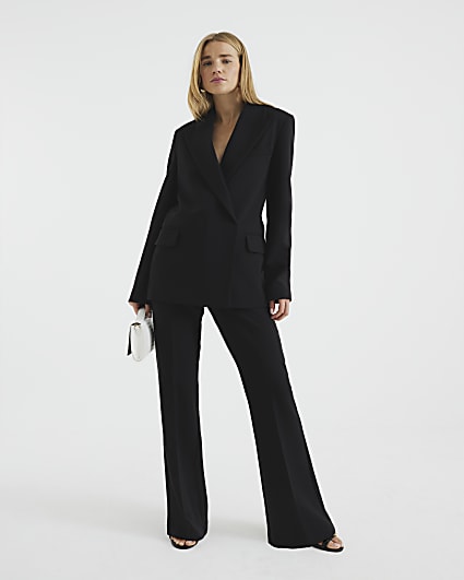 Black Slim Flared Trousers