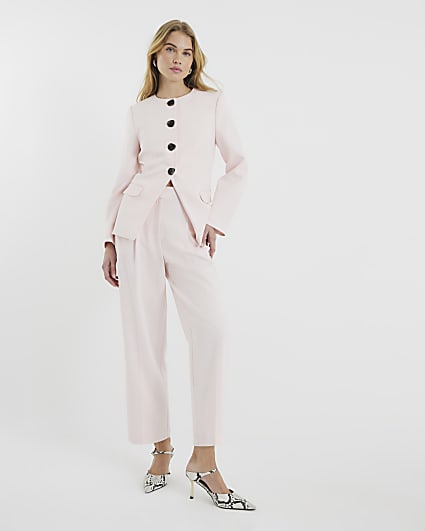 Pink Straight Leg Tapered Trousers