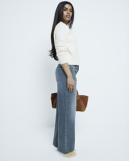 Petite Blue Denim Relaxed Straight Jeans