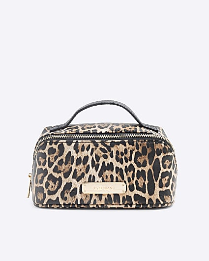 Brown Leopard Make Up Bag