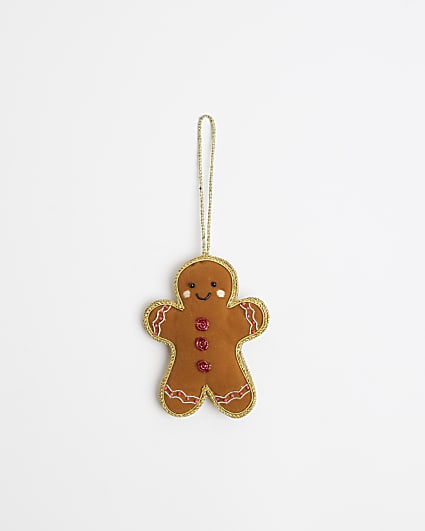 Beige Gingerbread Man Zari Decoration