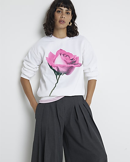 White Rose Graphic Sweatshirt