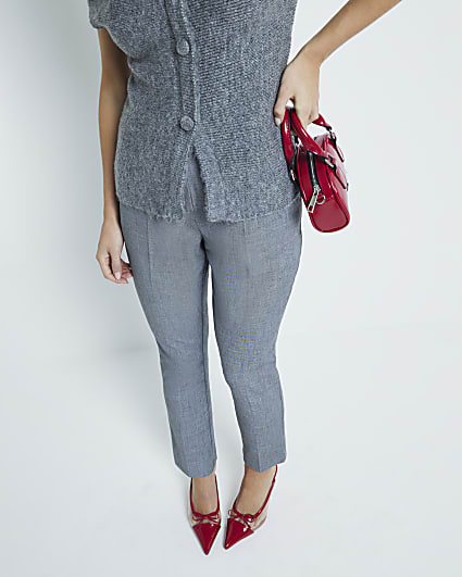 Petite Grey Slim Cigarette Trousers