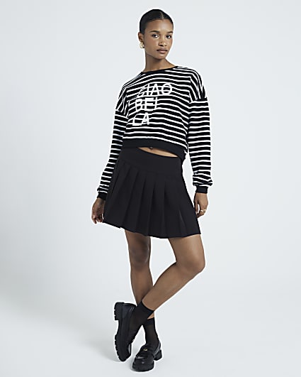 Black Ciao Bella Striped Sweatshirt