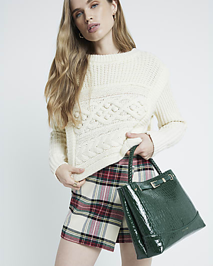 Cream Tartan Check Wrap Skort