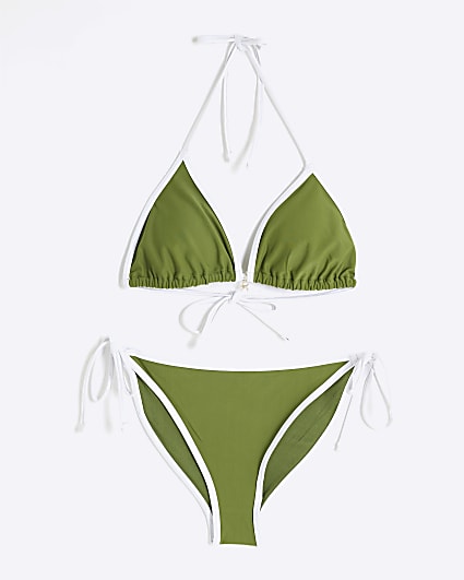 Khaki Trim Bikini Set