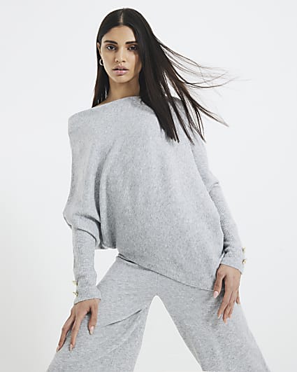 Grey Off The Shoulder Jumper