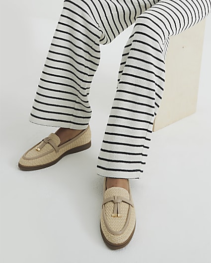 Beige Raffia Gumsole Loafers