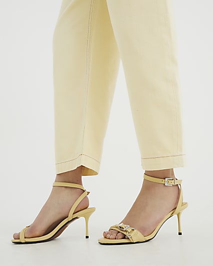 Yellow Buckle Heeled Sandals