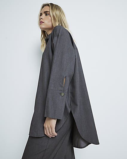 Petite Grey Oversized Shirt