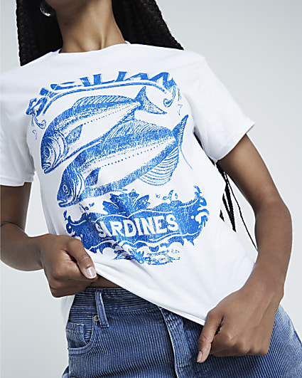 White Sardines graphic T-shirt