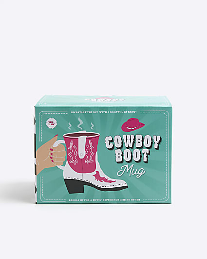 White cowboy boot mug