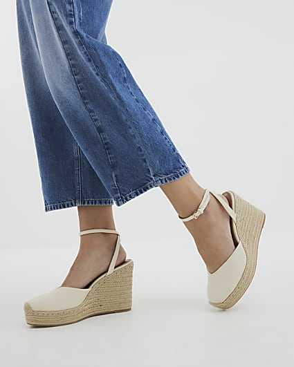 Cream Espadrille Sling Back Wedges