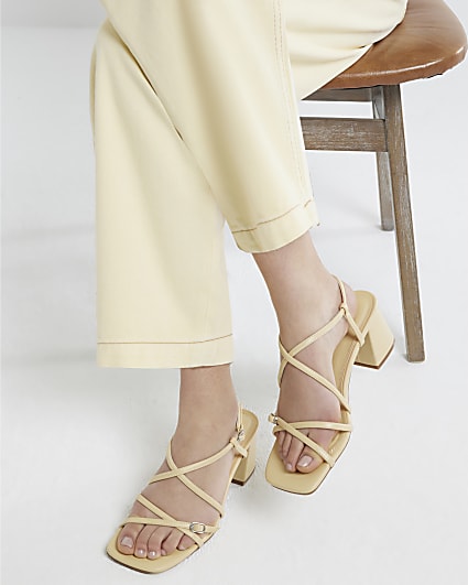 Yellow Strappy Block Heel Sandals