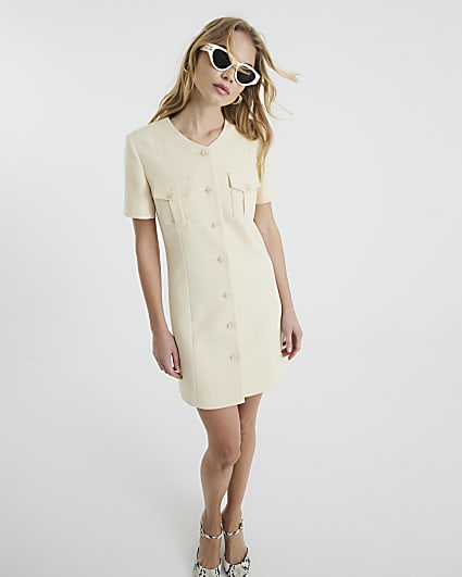 Yellow Pocketed Mini Dress