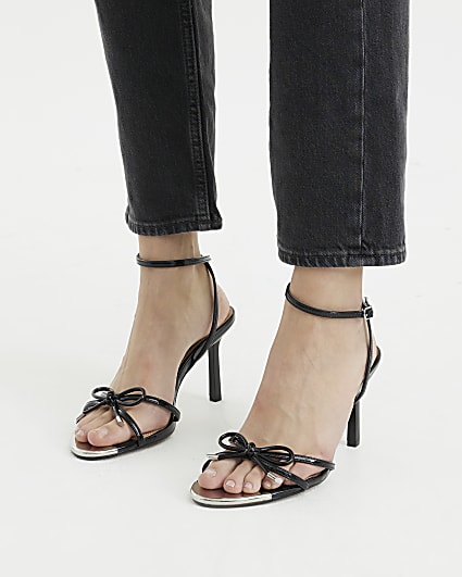 Black Bow Heeled Sandals