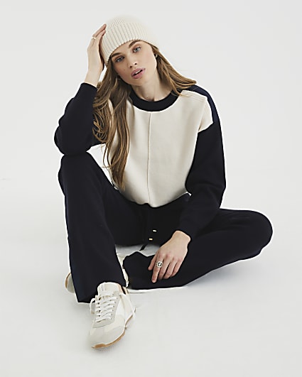 Navy Colour block Lounge Jumper