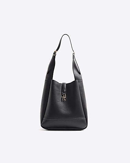 Black Tab Front Shoulder Bag