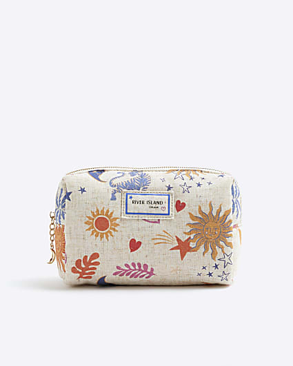 Cream Canvas Sun And Moon Make Up Bag