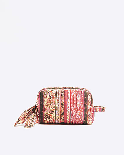 Red Paisley Print Makeup Bag