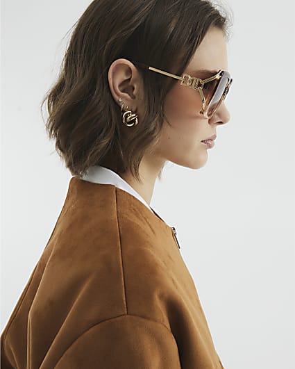 Brown Square Cut Out Sunglasses