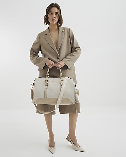 Beige Monogram Barrel Holdall Weekend Bag