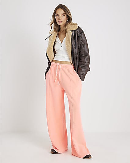 Coral Washed Wide Leg JoggerS