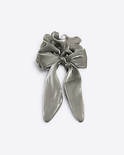 Grey Metallic Chiffon Bow