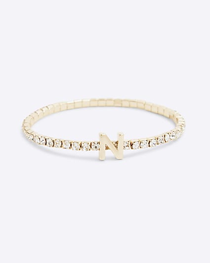 Gold Initial N Bracelet