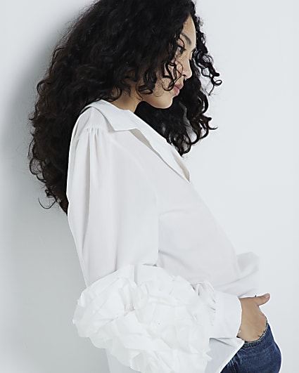 White frill Long sleeve Shirt