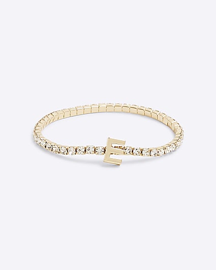 Gold Initial E Bracelet