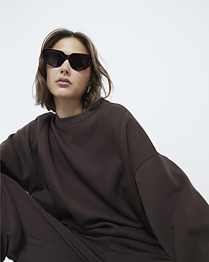 Brown Split Front Sweatshirt