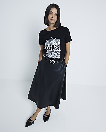 Black Fleurs graphic print t-shirt